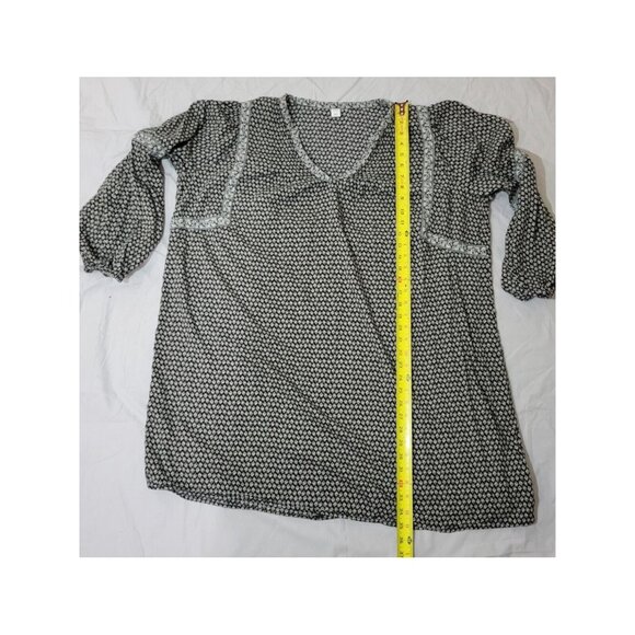 Old Navy Black XL Tunic Floral Dress Boho Cottage Prairie Puff Long Sleeve Vneck - Picture 5 of 10